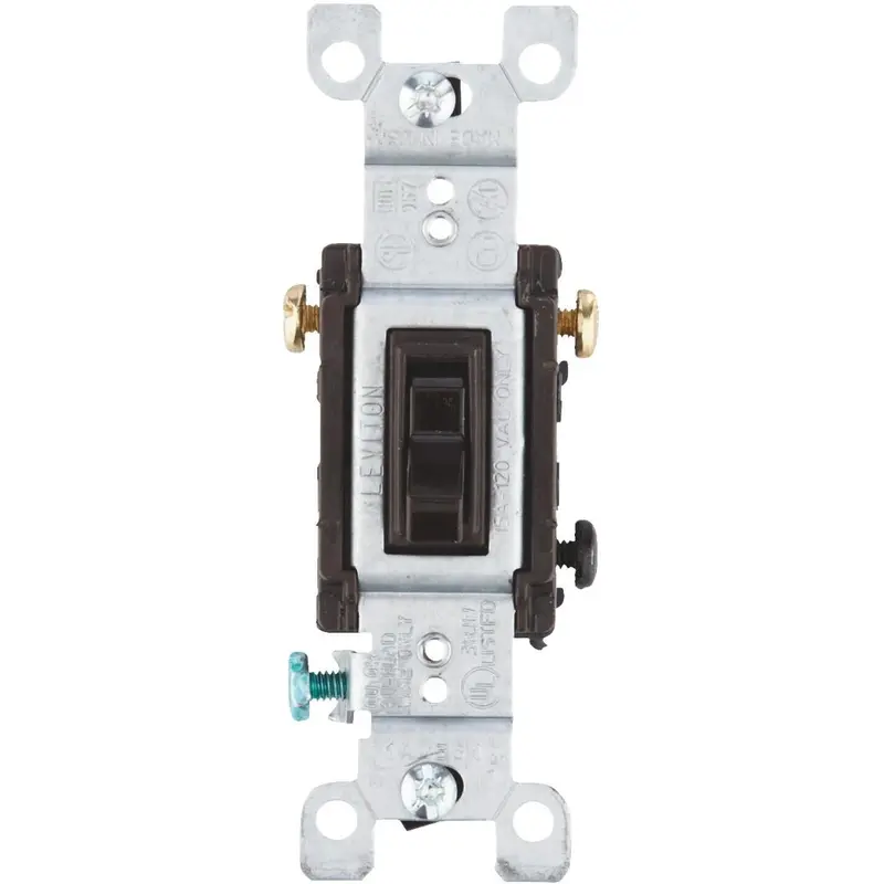 Leviton Quiet Grounded Toggle Brown 15A 3-Way Switch 1