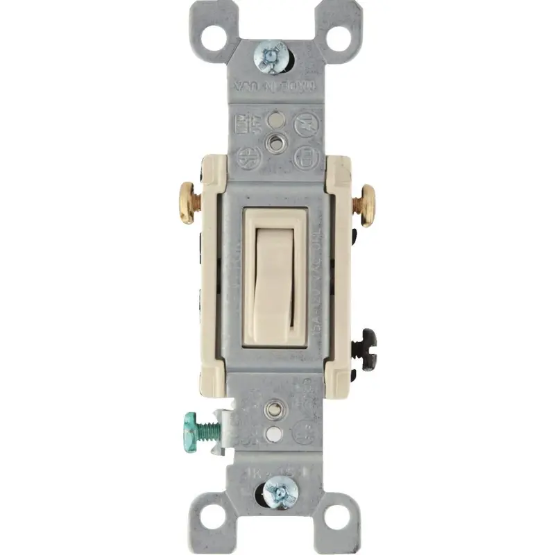 Leviton Quiet Grounded Toggle Light Almond 15A 3-Way Switch 1