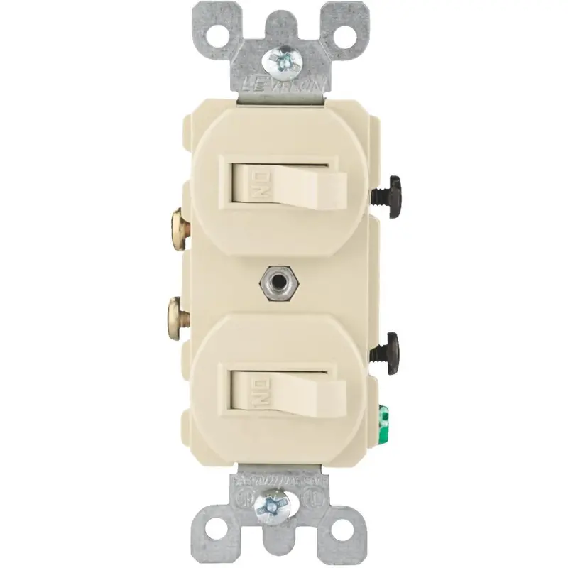 Leviton Single Pole Ivory 15A Quiet Duplex Switch 1