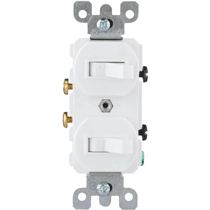 Leviton Single Pole White 15A Quiet Duplex Switch 1