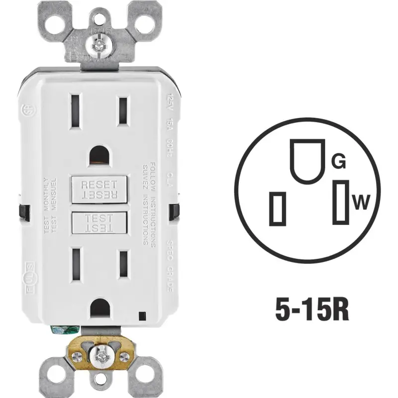 Leviton Smartlockpro Self-Test 15A White Commercial Grade Tamper Resistant 5-15R Gfci Outlet 1