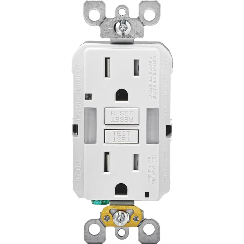 Leviton Smartlockpro Self-Test 15A White Tamper Resistant 5-15R Gfci Outlet 1