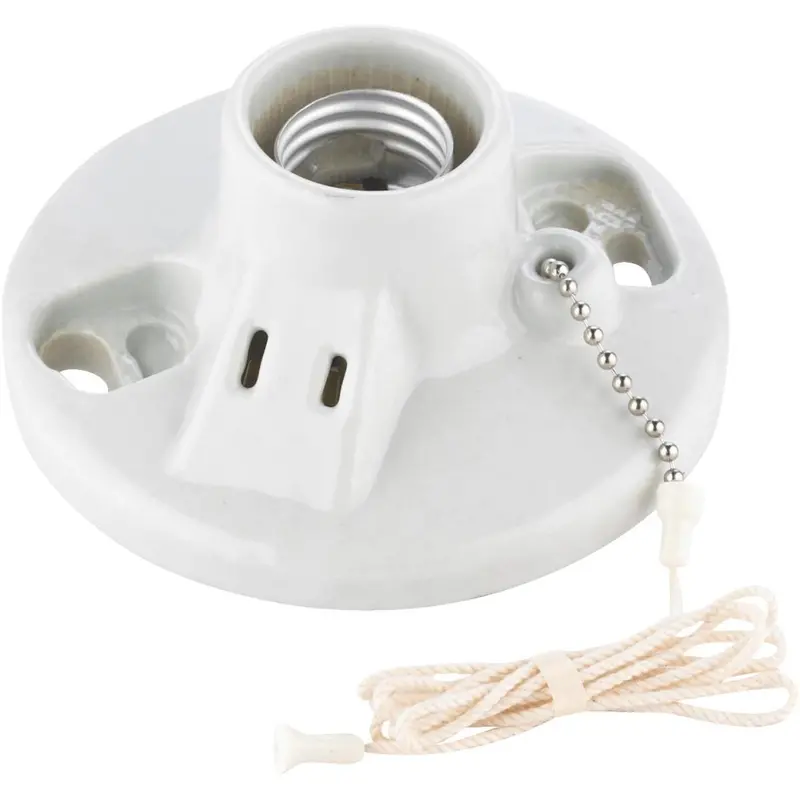Leviton White Porcelain Incandescent Lampholder With Grounded Outlet 1