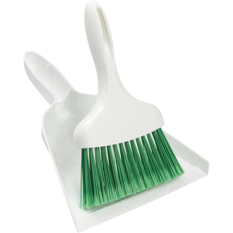 Libman 7 In. Poly Whisk Broom With Dust Pan, Green Bristles 1