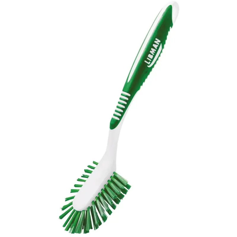 Libman Green & White Polymer 8 In. Ergonomic Rubber Grip Dish Brush 1