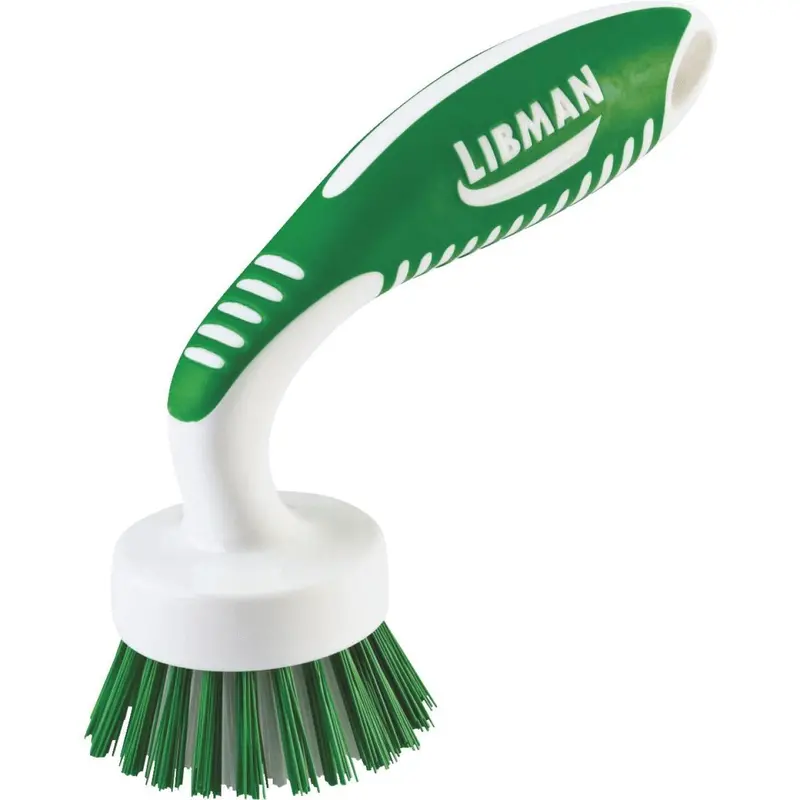 Libman White & Green Polymer 8 In. Ergonomic Rubber Grip Dish Brush 1
