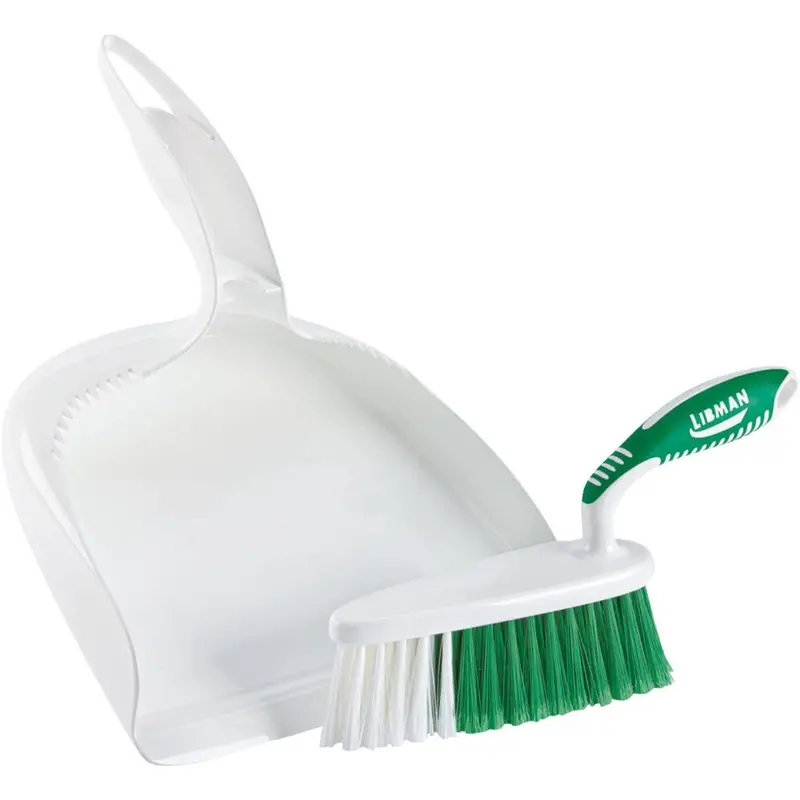 Libman White Plastic Dust Pan & Brush Set 1