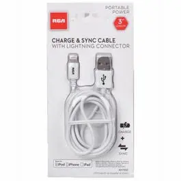 Lightning Power & Sync Cable, White, 3-Ft. 1
