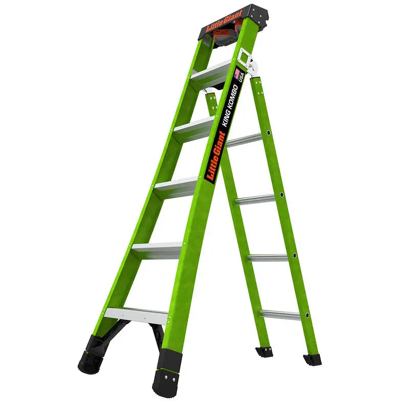 Little Giant King Kombo 2.0 Professional, 6' - Ansi Type Iaa - 375 Lb/170 Kg Rated, Fiberglass 3-In-1 All-Access Combination Ladder 1