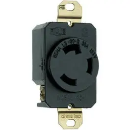 Locking Outlet, Black,  Nema L5-30R, 125-Volt 1
