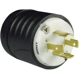 Locking Plug, Black & White, 3-Pole, 4-Wire Grounding, Nema L6-30P, 20-Amp., 125/250-Volt 1