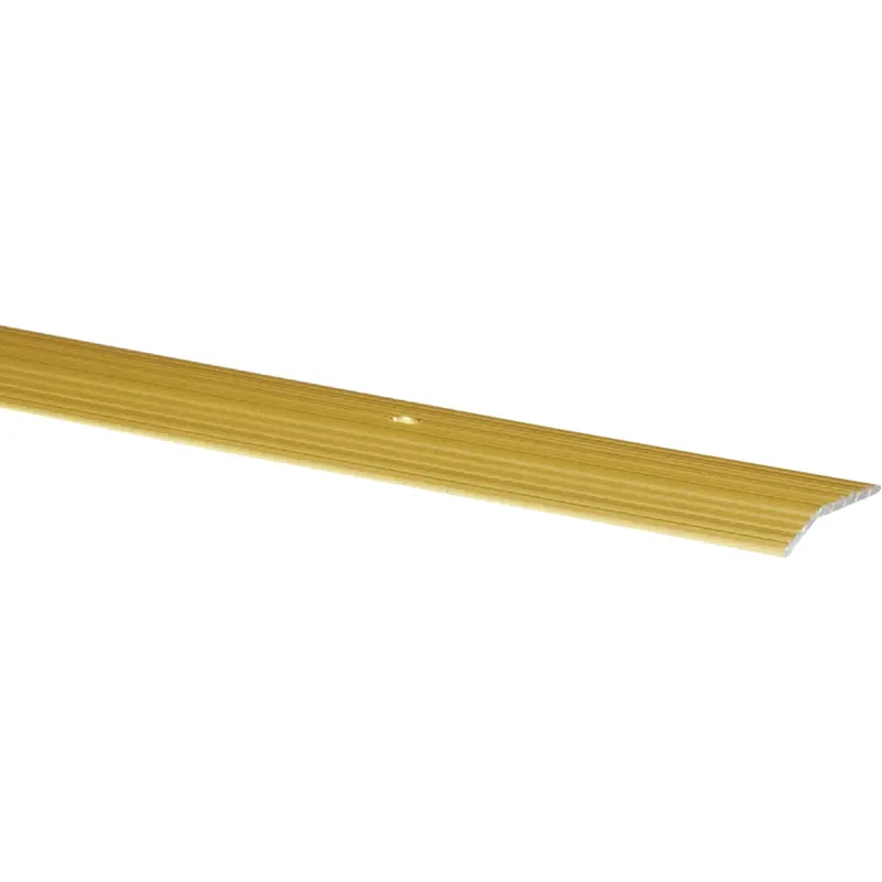 M-D Satin Brass Fluted 1-3/8 In. X 3 Ft. Aluminum Carpet Trim Bar, Wide 1