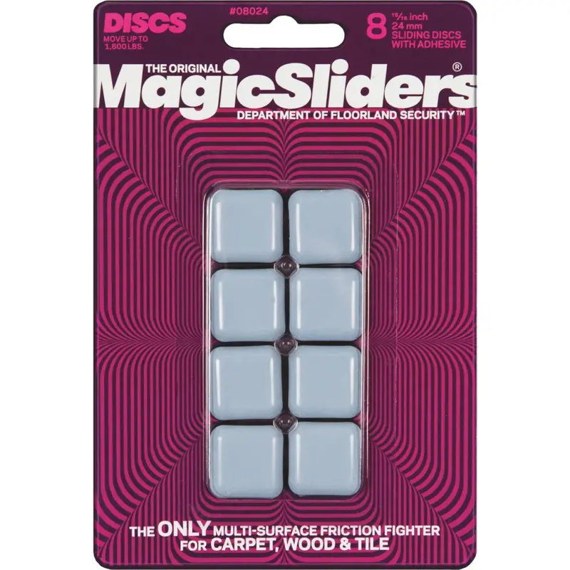 Magic Sliders 15/16 In. Square Self Adhesive Furniture Glide,(8-Pack) 1