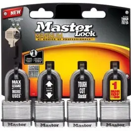 Magnum Keyed Laminated Padlocks, 4-Pack, 1-3/4 In. 1