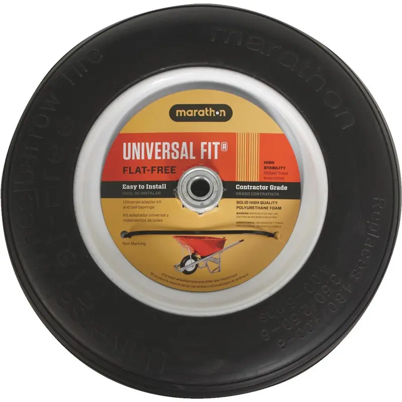 Marathon 14.5 In. Universal Flat Free Wheelbarrow Wheel 1