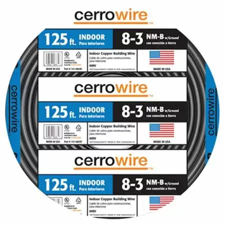 Marmon Home Improvement 125 Ft. 8/3 Black Stranded Cerromax Slipwire Copper Nm-B Wire 1