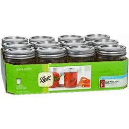 Mason Jars, Regular Mouth, 1/2-Pint, 12-Pk. 1