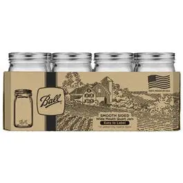 Mason Jars, Wide Mouth, Smooth Side, Qt., 12-Pk. 1