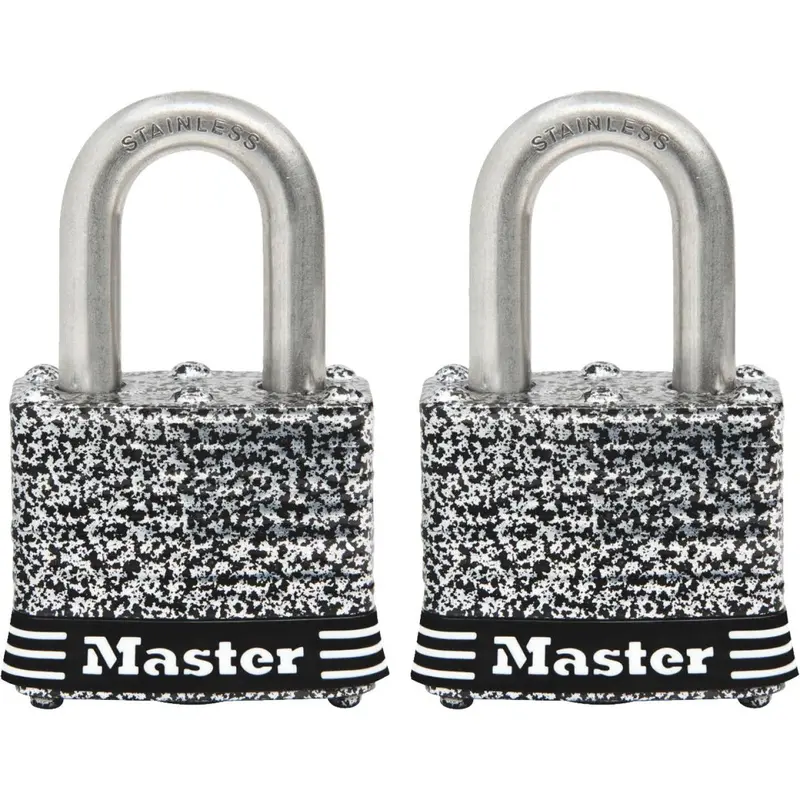 Master Lock 1-9/16 In. W. Weather Coated Laminated Steel Keyed Alike Padlock (2 Pack) 1