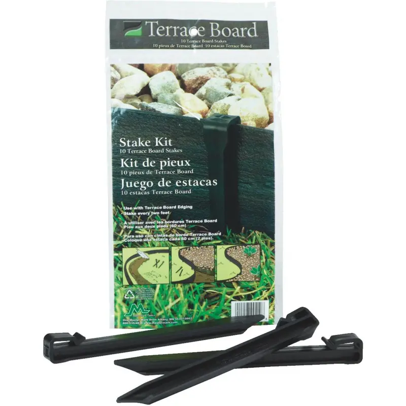 Master Mark 10 In. Hdpe Black Terrace Board Edging Stakes (10-Pack) 1