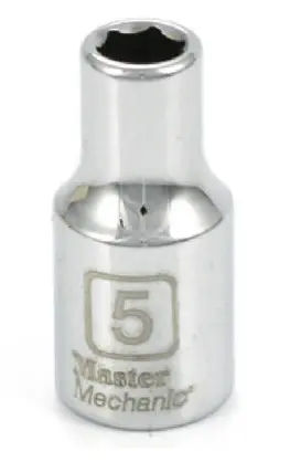 Master Mechanic Metric Shallow Socket, 6-Point, 1/4 In. Drive, 5Mm 1