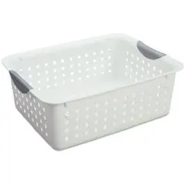 Medium Ultra Basket.  White With Gray Inserts In Handles 1