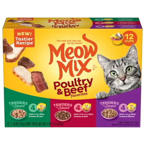 Meow Mix Tenders In Sauce Poultry & Beef Favorites Variety Pack 1
