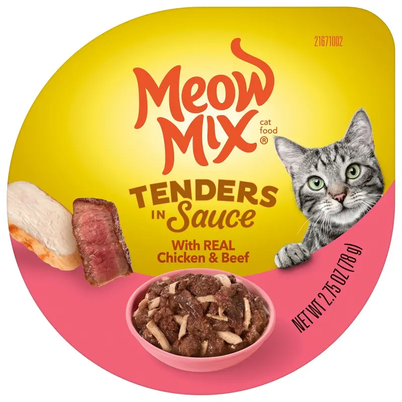 Meow Mix Tenders In Sauce With Real Chicken & Beef Wet Cat Food 1
