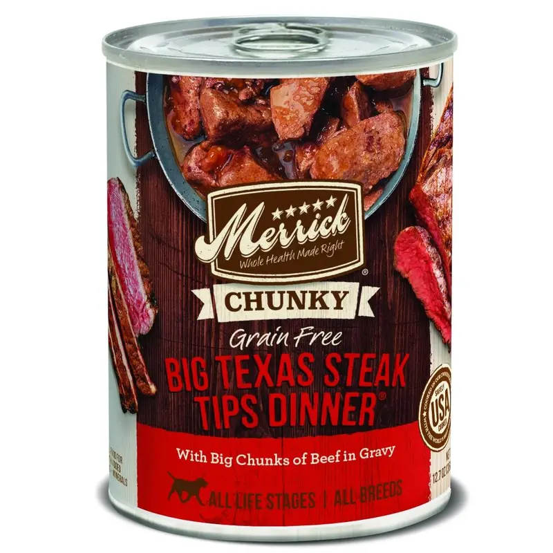 Merrick Grain Free Big Texas Steak Tips Dinner Canned Dog Food 1