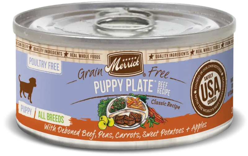 Merrick Grain Free Puppy Plate Beef Recipe Canned Puppy Food 1