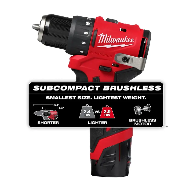 Milwaukee M12™ Subcompact Brushless 3/8" Drill/Driver Kit 1