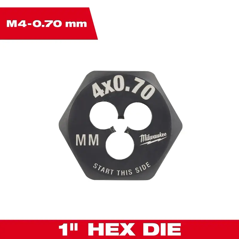 Milwaukee M4-0.70 Mm 1-Inch Hex Threading Die 1