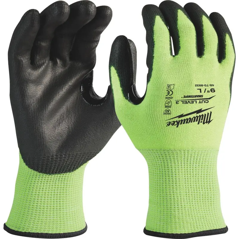Milwaukee Men's Large Cut Level 3 High Vis Polyurethane Dipped Glove 1