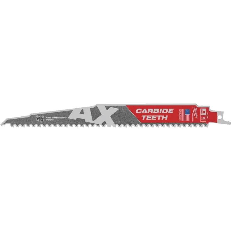 Milwaukee Sawzall The Ax 9 In. 5 Tpi Wood W/Nails Demolition Reciprocating Saw Blade With Carbide Teeth 1