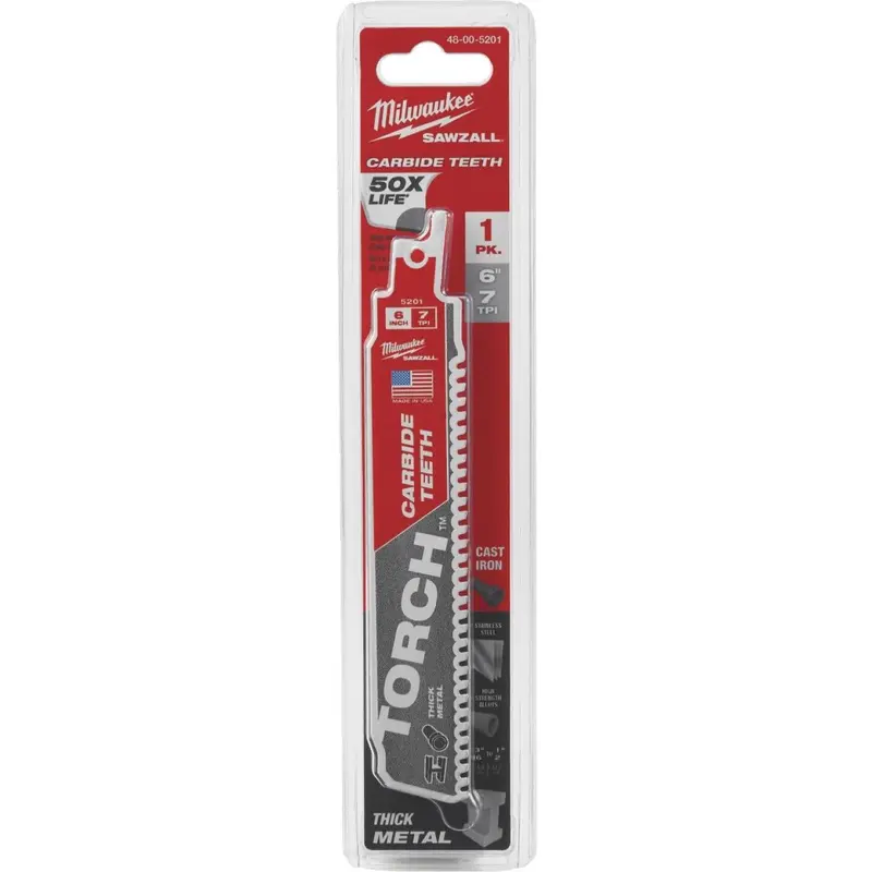 Milwaukee Sawzall The Torch 6 In. 7 Tpi Metal Demolition Reciprocating Saw Blade With Carbide Teeth 1