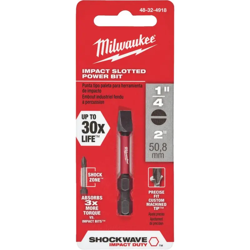Milwaukee Shockwave 1/4 In. Slotted 2 In. Power Impact Screwdriver Bit 1