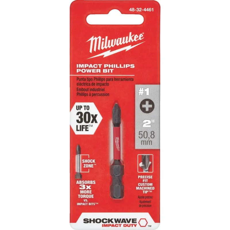 Milwaukee Shockwave #1 Phillips 2 In. Power Impact Screwdriver Bit 1