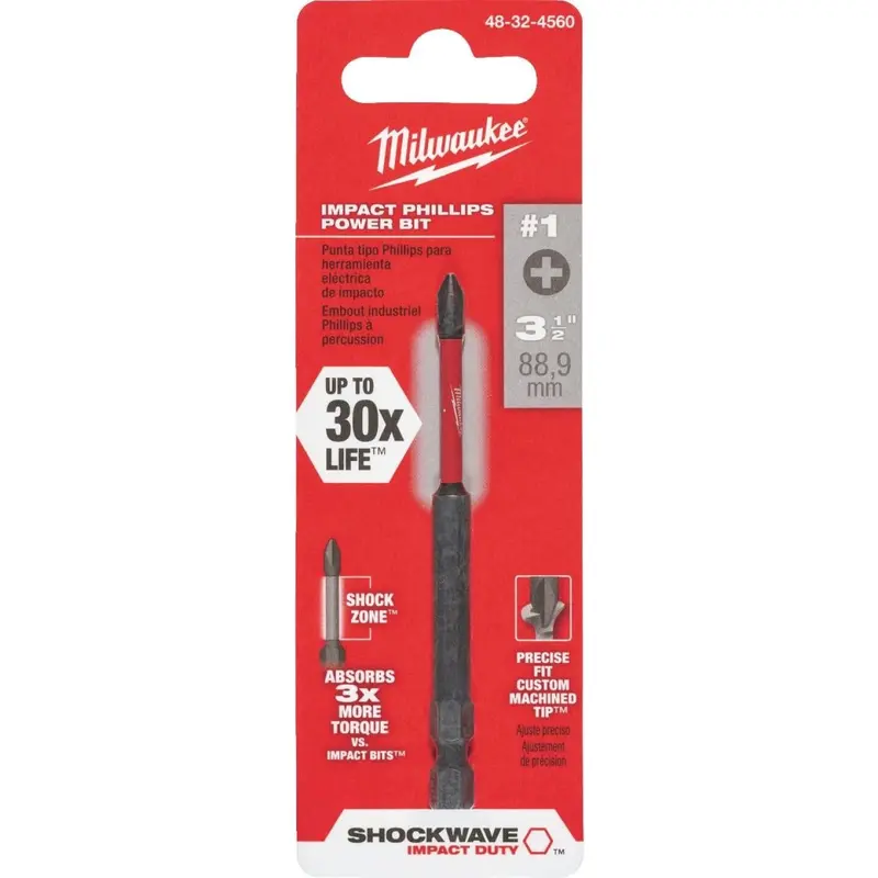 Milwaukee Shockwave #1 Phillips 3-1/2 In. Power Impact Screwdriver Bit 1