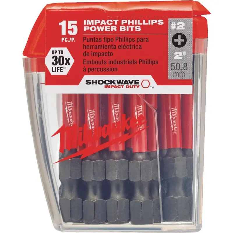 Milwaukee Shockwave #2 Phillips 2 In. Power Impact Screwdriver Bit (15-Pack) 1