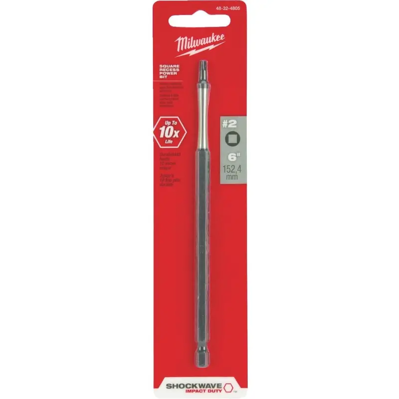 Milwaukee Shockwave #2 Square Recess 6 In. Power Impact Screwdriver Bit 1