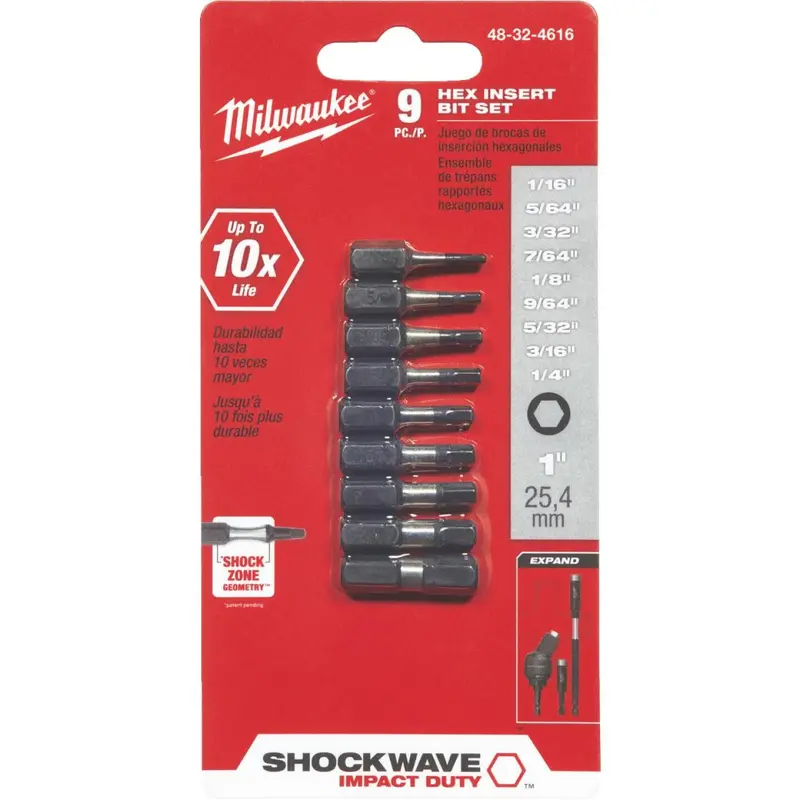 Milwaukee Shockwave Hex Insert Impact Screwdriver Bit Set (9-Piece) 1