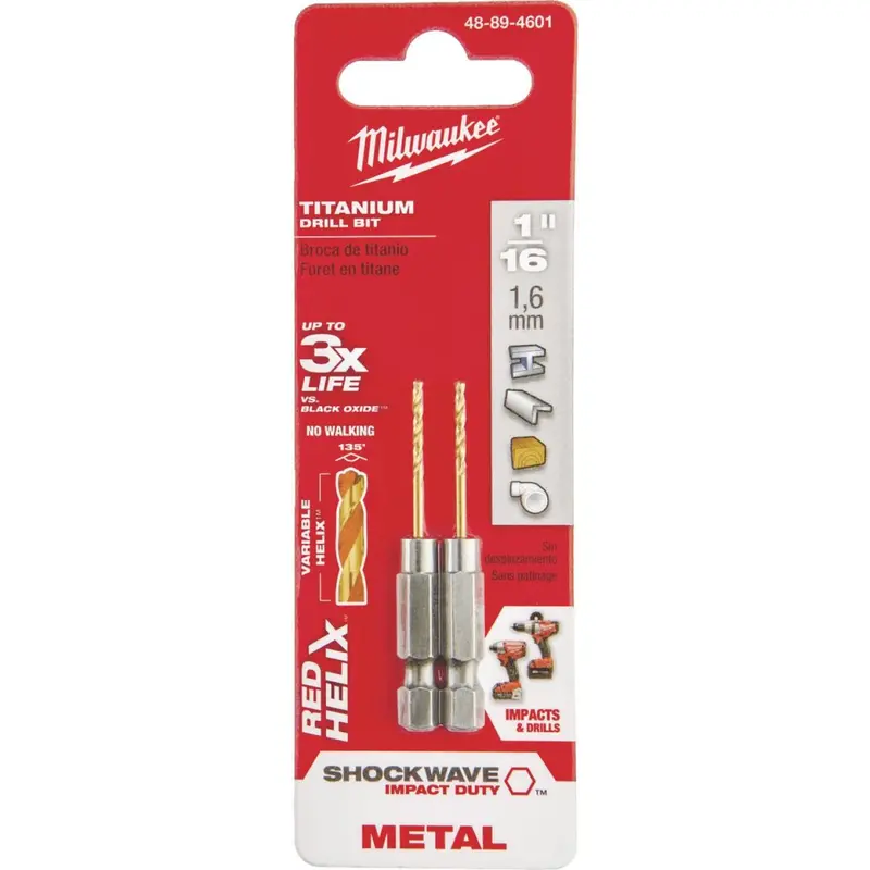 Milwaukee Shockwave Impact Duty 1/16 In. Titanium Hex Shank Drill Bit 1