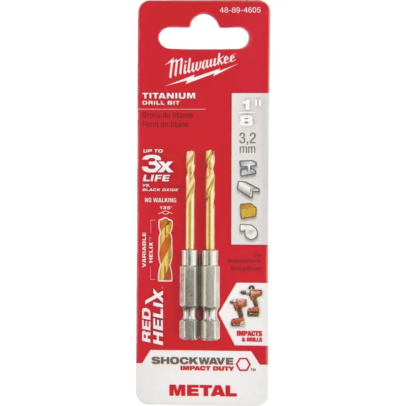 Milwaukee Shockwave Impact Duty 1/8 In. Titanium Hex Shank Drill Bit 1