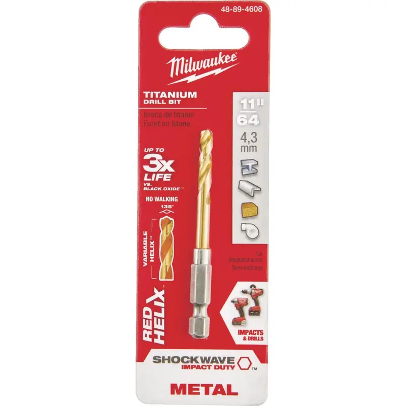 Milwaukee Shockwave Impact Duty 11/64 In. Titanium Hex Shank Drill Bit 1