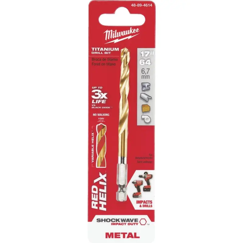 Milwaukee Shockwave Impact Duty 17/64 In. Titanium Hex Shank Drill Bit 1