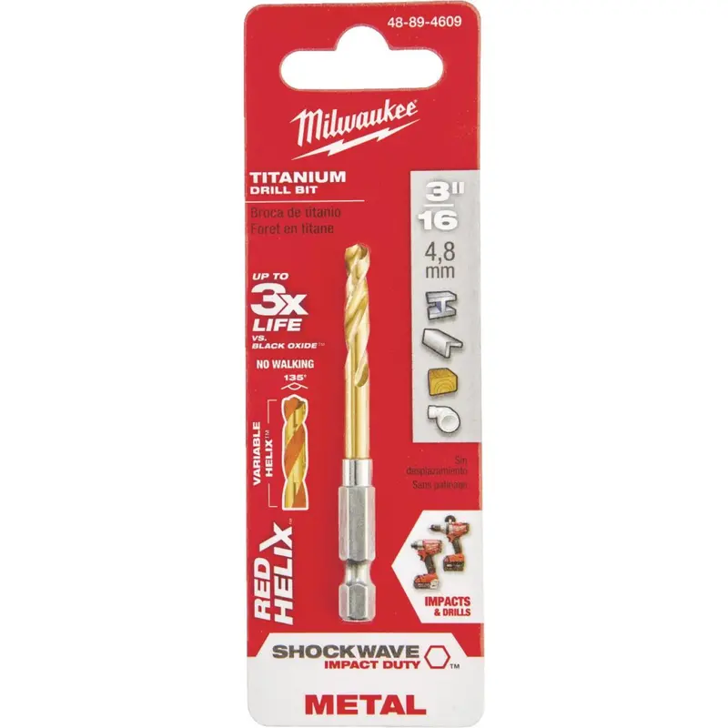 Milwaukee Shockwave Impact Duty 3/16 In. Titanium Hex Shank Drill Bit 1