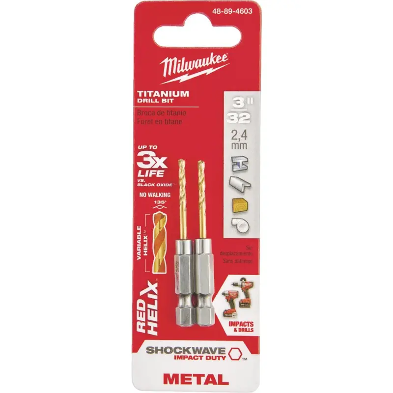 Milwaukee Shockwave Impact Duty 3/32 In. Titanium Hex Shank Drill Bit 1