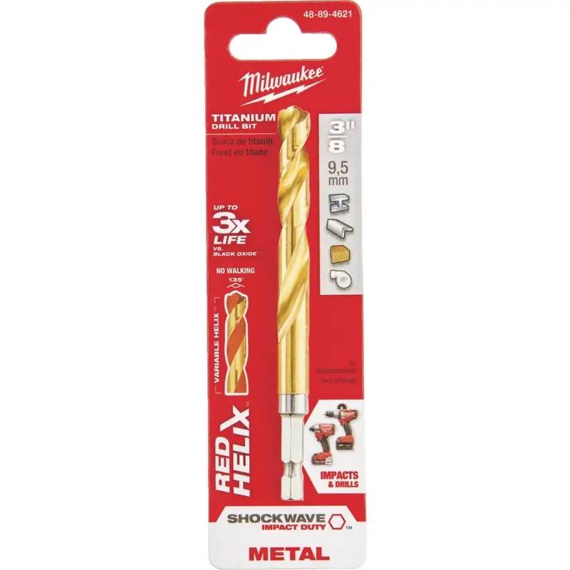 Milwaukee Shockwave Impact Duty 3/8 In. Titanium Hex Shank Drill Bit 1