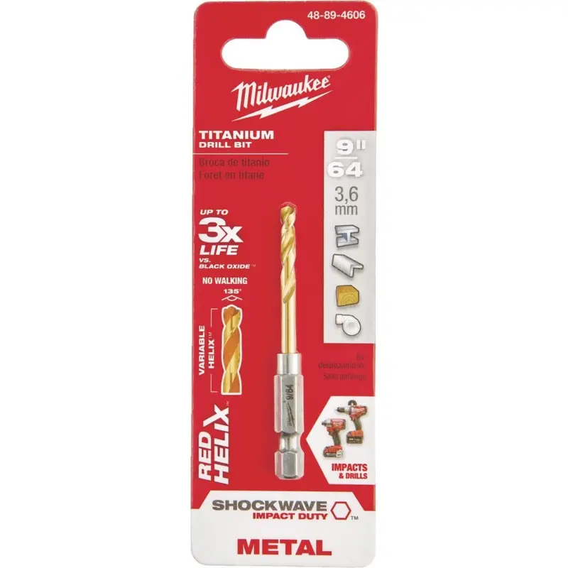 Milwaukee Shockwave Impact Duty 9/64 In. Titanium Hex Shank Drill Bit 1