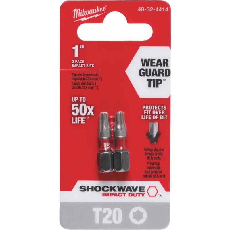 Milwaukee Shockwave T20 Torx 1 In. Insert Impact Screwdriver Bit (2-Pack) 1